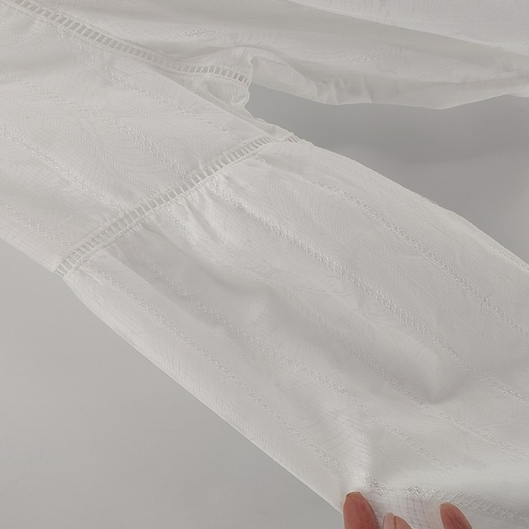 White House Black Market WHBM White Blouse Size XL Semi Sheer Long Sleeve - Picture 4 of 7